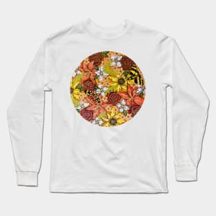 Boho Floral Moth Collage Long Sleeve T-Shirt